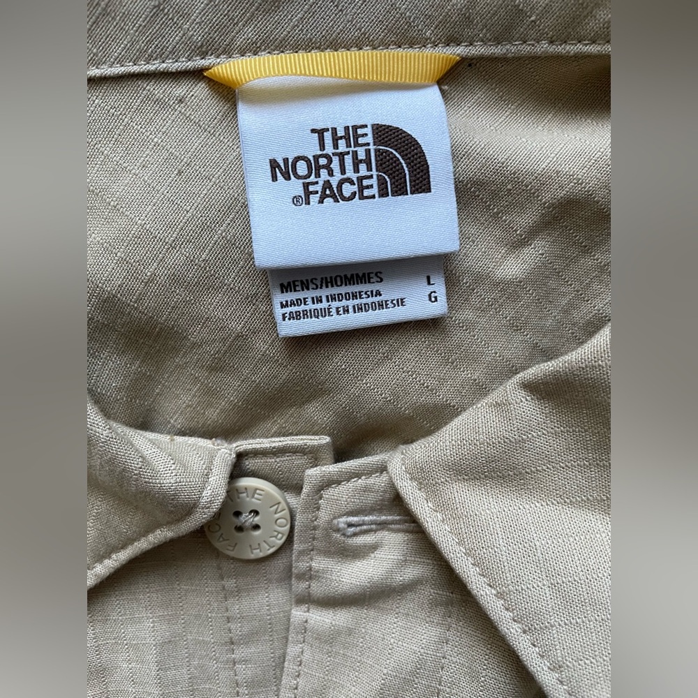 New North Face Men Button Up Thick Shirt Tan Brown Jacket Size Large - Picture 9 of 16